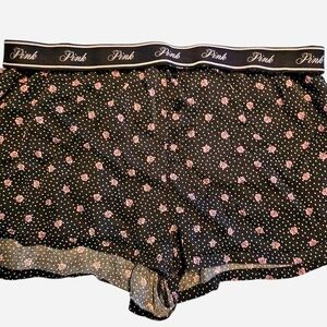PINK Victoria's Secret Black and Pink Floral Pajama Shorts
